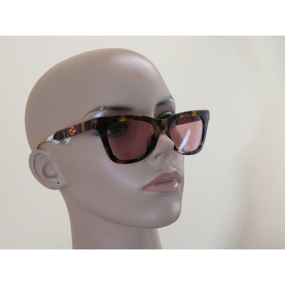 NWT GUCCI GG 0598S-003 NOVELTY HAVANA FRAME PINK LENS GG WEB LOGO SUNGLASSES main image 9